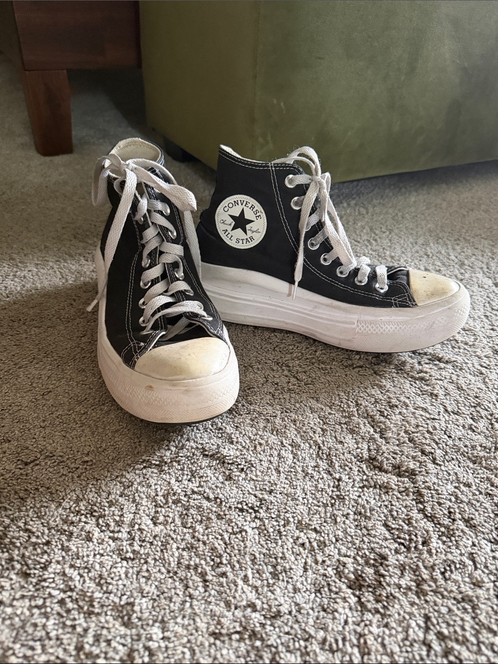 Converse Black and White High-Top Platform Sneakers